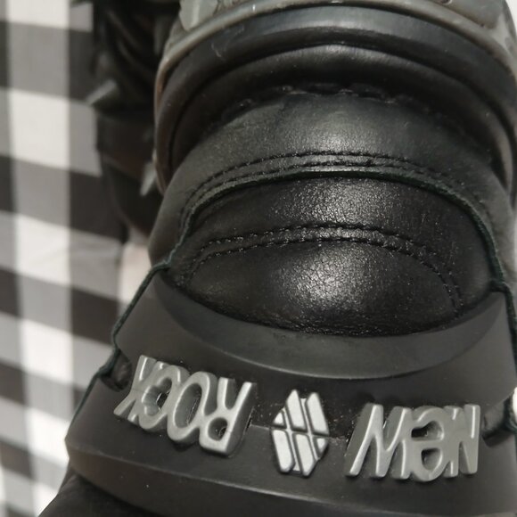 New Rock Black Leather Spiked Ankle Boots-110-S Euro size 40 US / 9.5 Womens US - Picture 11 of 14